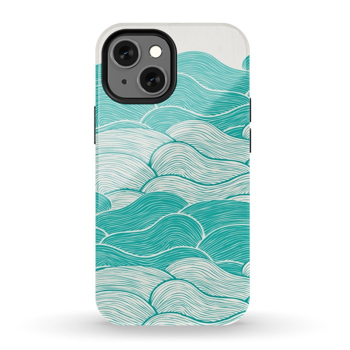 iPhone 13 mini StrongFit The Calm And Stormy Seas II by Pom Graphic Design