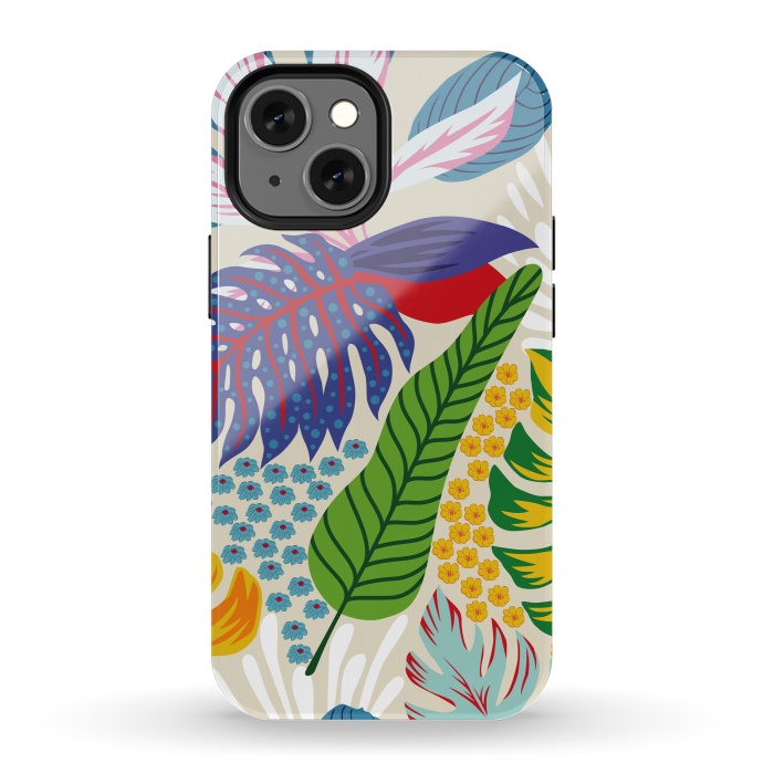 iPhone 13 mini StrongFit Abstract Color Tropical Leaves by ArtsCase