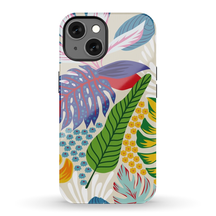 iPhone 13 StrongFit Abstract Color Tropical Leaves by ArtsCase