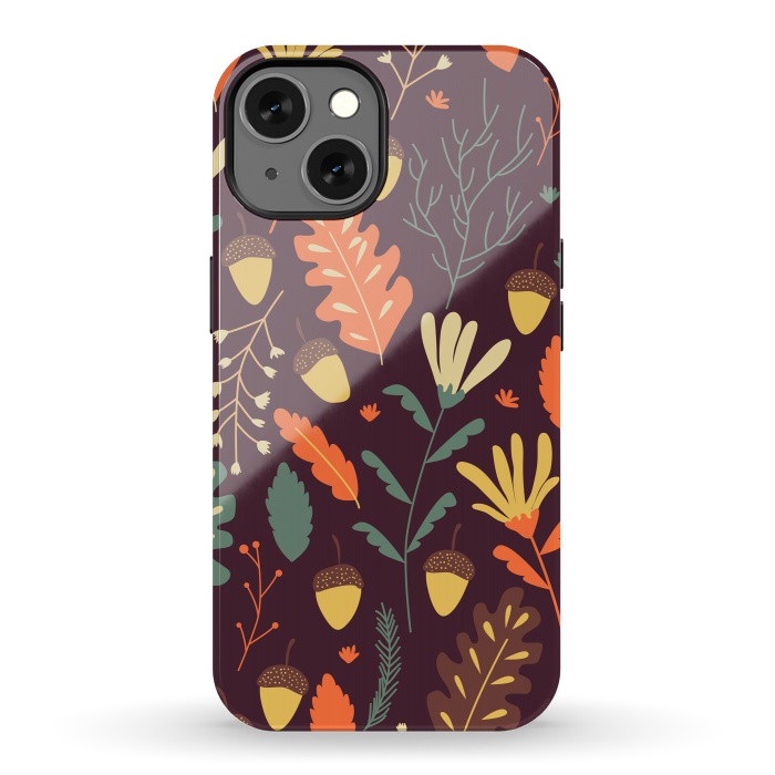 iPhone 13 StrongFit Autumn Pattern With Red and Orange Leaves by ArtsCase