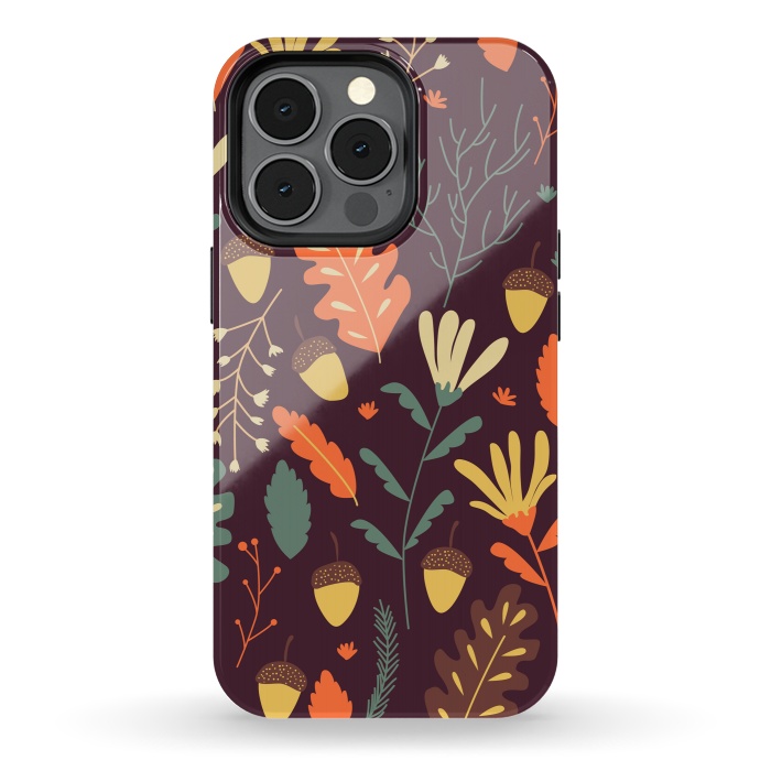 iPhone 13 pro StrongFit Autumn Pattern With Red and Orange Leaves by ArtsCase