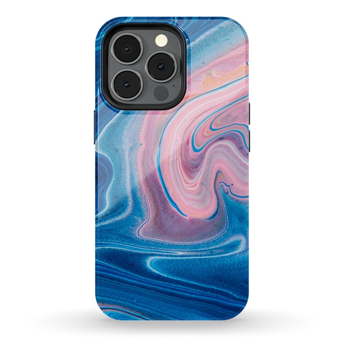 iPhone 13 pro StrongFit Blue Acrylic Pour Color Liquid Marble by ArtsCase