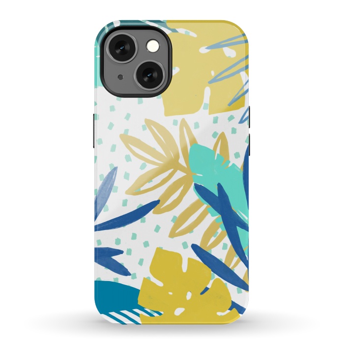 iPhone 13 StrongFit Playful colorful jungle leaves by Oana 