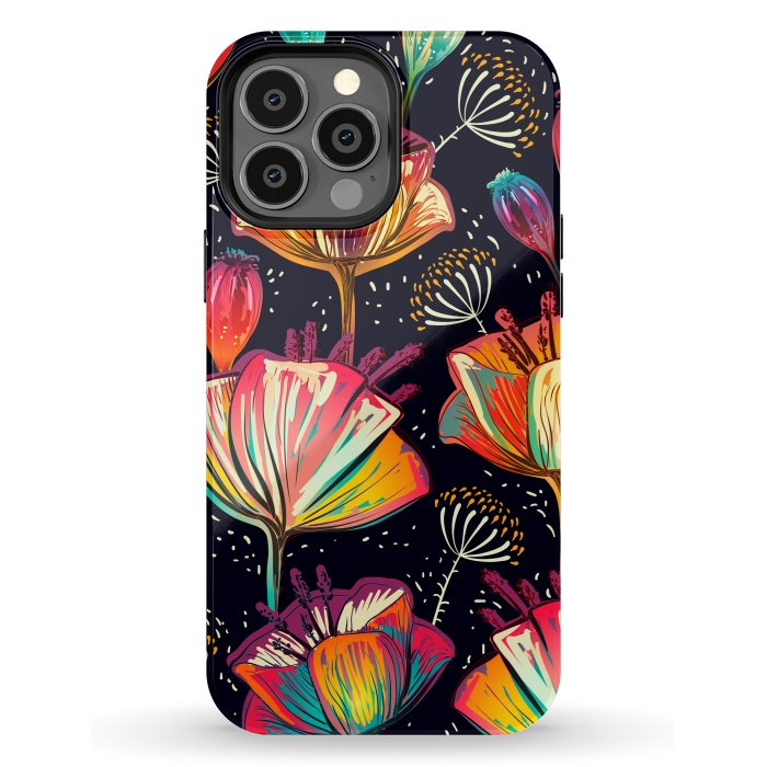 iPhone 13 Pro Max StrongFit Colorful Seamless Vector Pattern with Flowers and Plants by ArtsCase