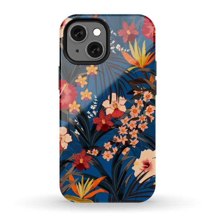 iPhone 13 mini StrongFit Fashionable Tropical Environment with Deep Jungle Plants by ArtsCase