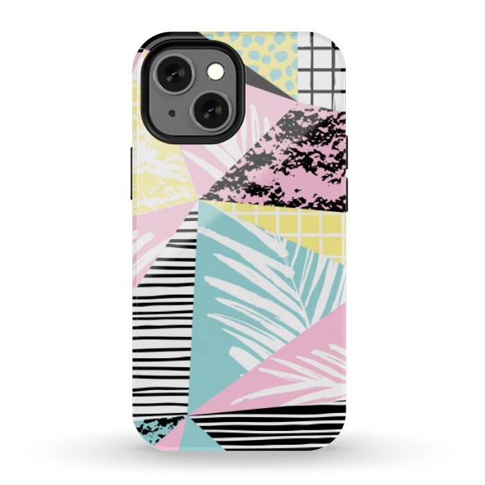 iPhone 13 mini StrongFit tropical abstract pink pattern by MALLIKA