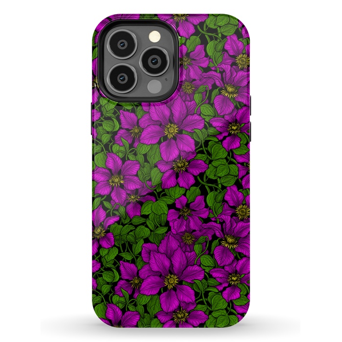 iPhone 13 Pro Max StrongFit Pink Clematis vine by Katerina Kirilova