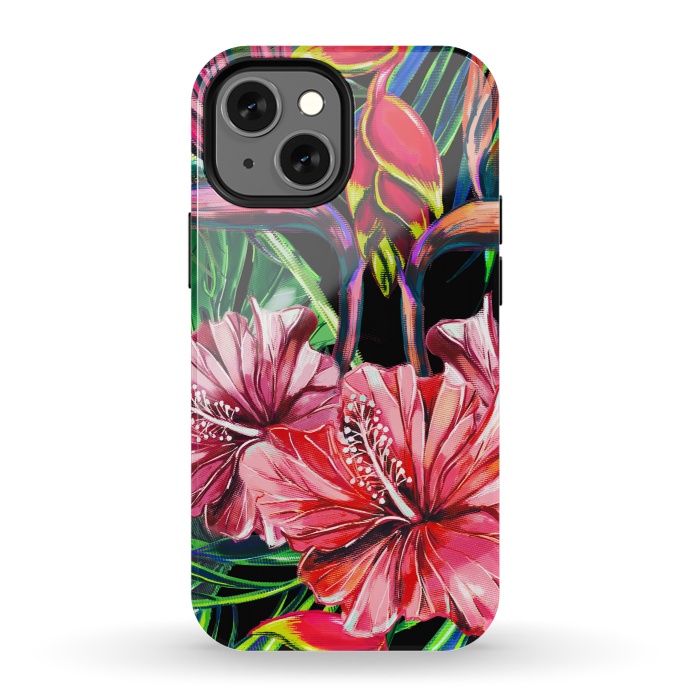 iPhone 13 mini StrongFit Beautiful Trendy Seamless Floral Jungle Pattern by ArtsCase