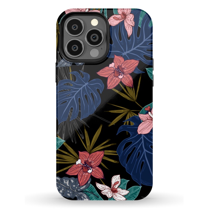 iPhone 13 Pro Max StrongFit Tropical Plants, Flowers and Leaves Seamless Pattern 12 by ArtsCase