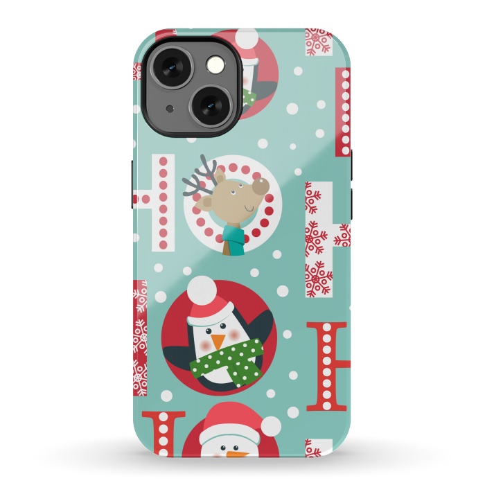 iPhone 13 StrongFit Christmas Pattern with Santa Deer Penguin and Snowman by ArtsCase