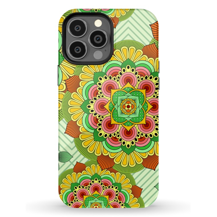 iPhone 13 Pro Max StrongFit Mandala African Zen Floral Ethnic Art Textile by ArtsCase