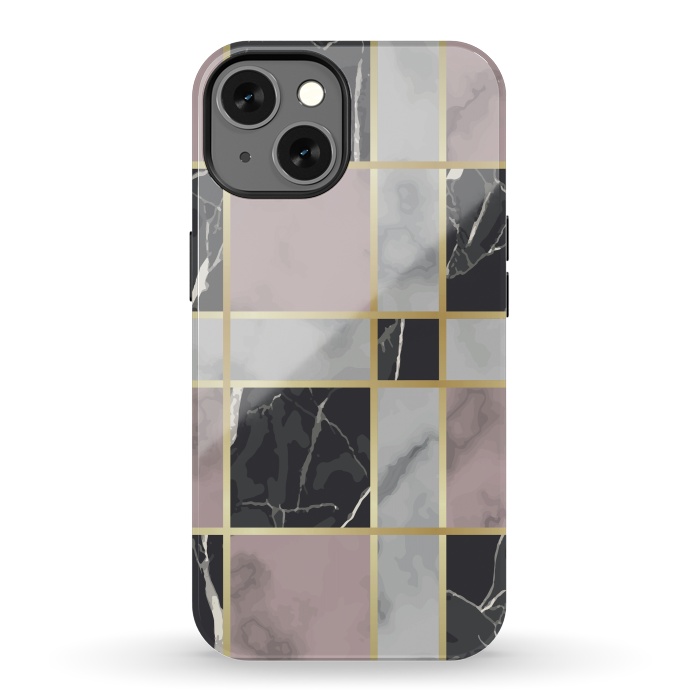 iPhone 13 StrongFit Marble Repeat Marbling Surface with Gold by ArtsCase