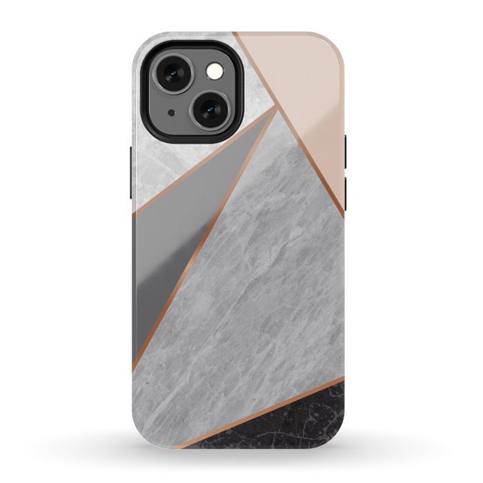 iPhone 13 mini StrongFit Modern Geometric Minimalist with Marble Texture by ArtsCase
