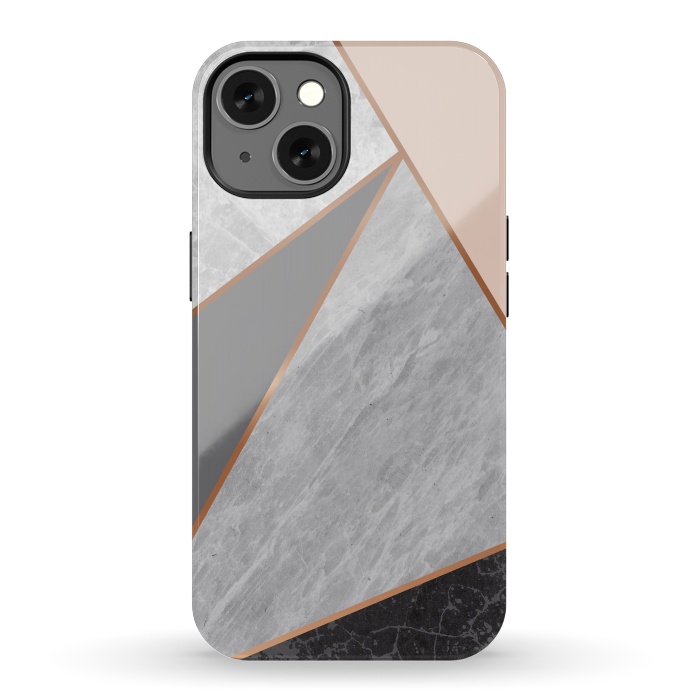iPhone 13 StrongFit Modern Geometric Minimalist with Marble Texture by ArtsCase