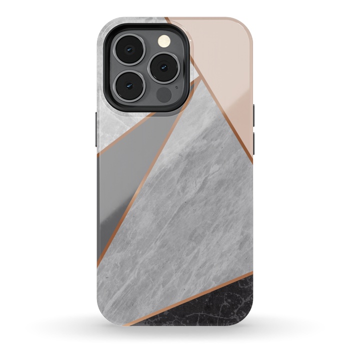iPhone 13 pro StrongFit Modern Geometric Minimalist with Marble Texture by ArtsCase