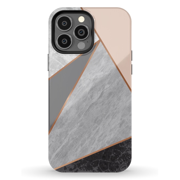 iPhone 13 Pro Max StrongFit Modern Geometric Minimalist with Marble Texture by ArtsCase