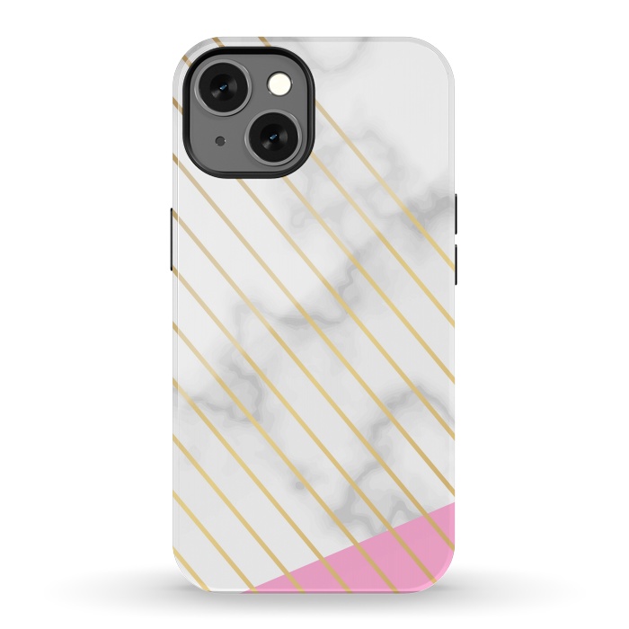 iPhone 13 StrongFit Modern Marble Design Pink and Gray by ArtsCase