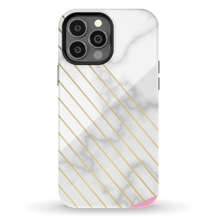 iPhone 13 Pro Max StrongFit Modern Marble Design Pink and Gray by ArtsCase