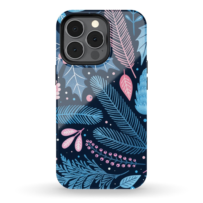 iPhone 13 pro StrongFit Seamless Christmas Pattern with Winter Plants. by ArtsCase