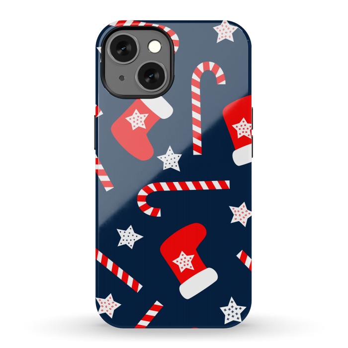 iPhone 13 StrongFit Seamless Christmas Pattern with Xmas Socks by ArtsCase