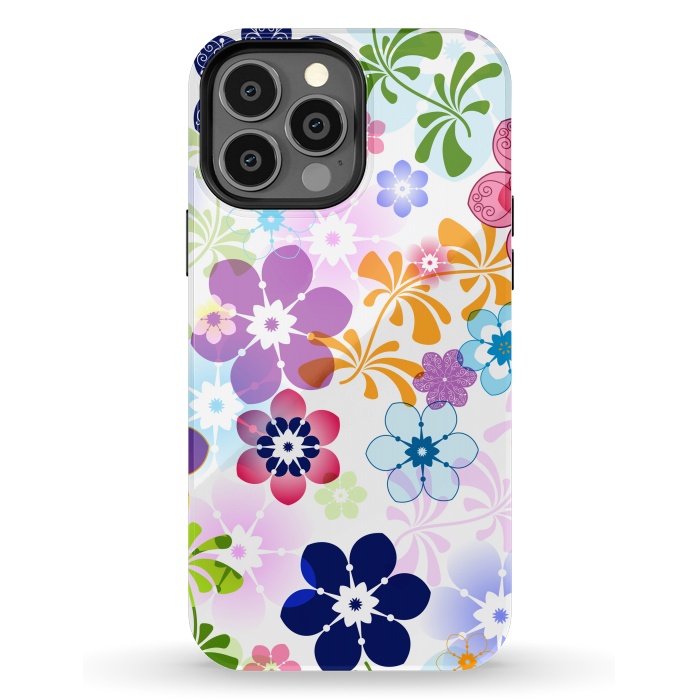 iPhone 13 Pro Max StrongFit Spring Colorful Seamless Floral Pattern with Transparent Flowers I by ArtsCase