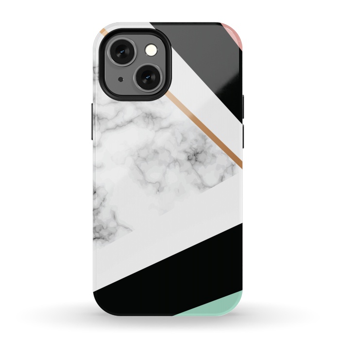 iPhone 13 mini StrongFit Vector Marble Texture Design with Golden Geometric Lines by ArtsCase