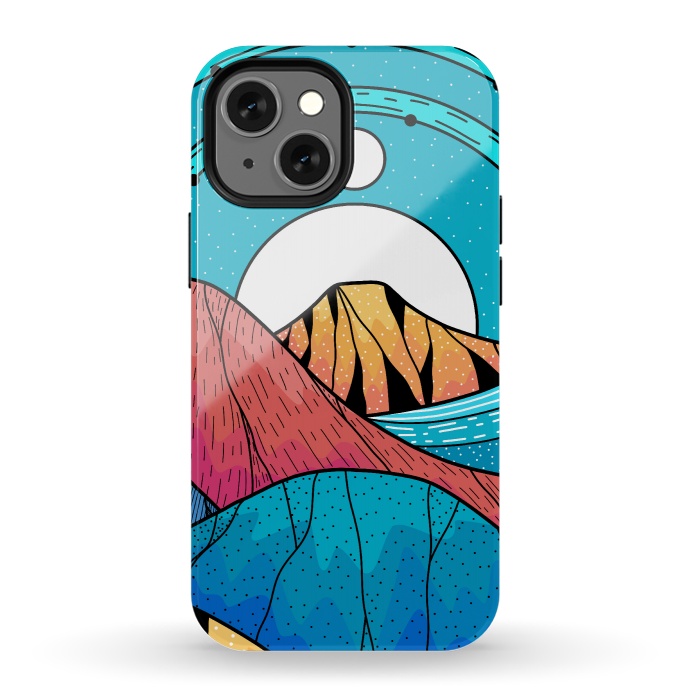 iPhone 13 mini StrongFit Blue sea hills by Steve Wade (Swade)