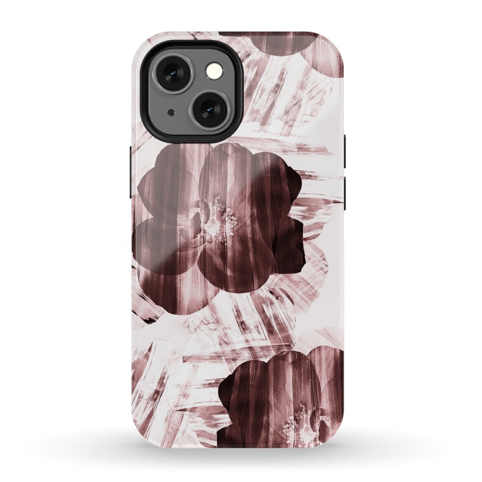 iPhone 13 mini StrongFit Brushed dark pink rose petals by Oana 