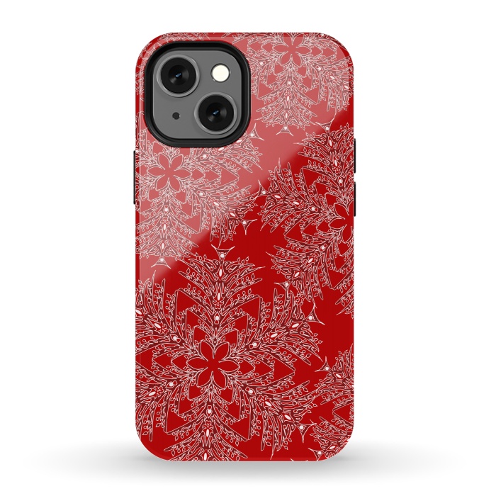 iPhone 13 mini StrongFit Holiday Mandalas (Red/White) by Lotti Brown