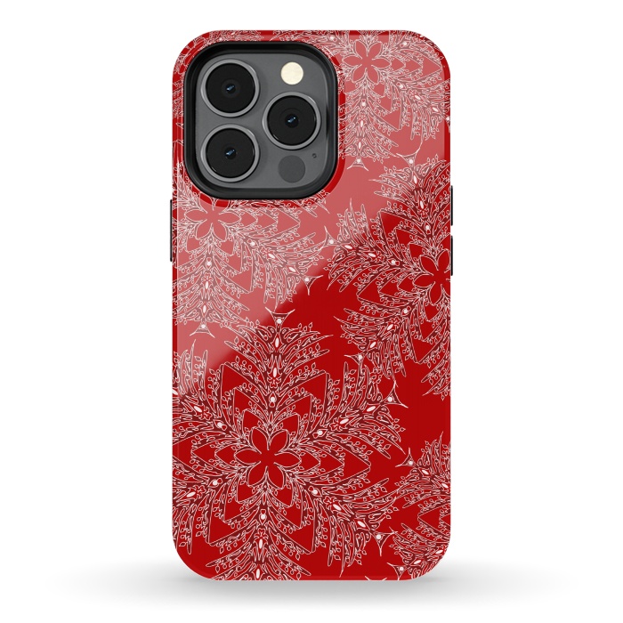 iPhone 13 pro StrongFit Holiday Mandalas (Red/White) by Lotti Brown