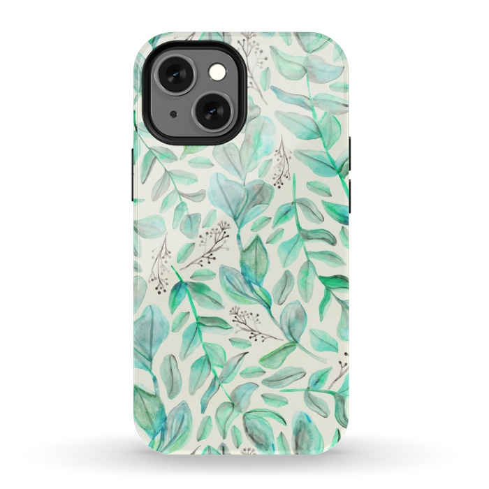 iPhone 13 mini StrongFit Eucalyptus Garden on Cream by Tangerine-Tane