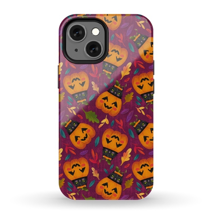 iPhone 13 mini StrongFit Pumpkin Kitty by Noonday Design