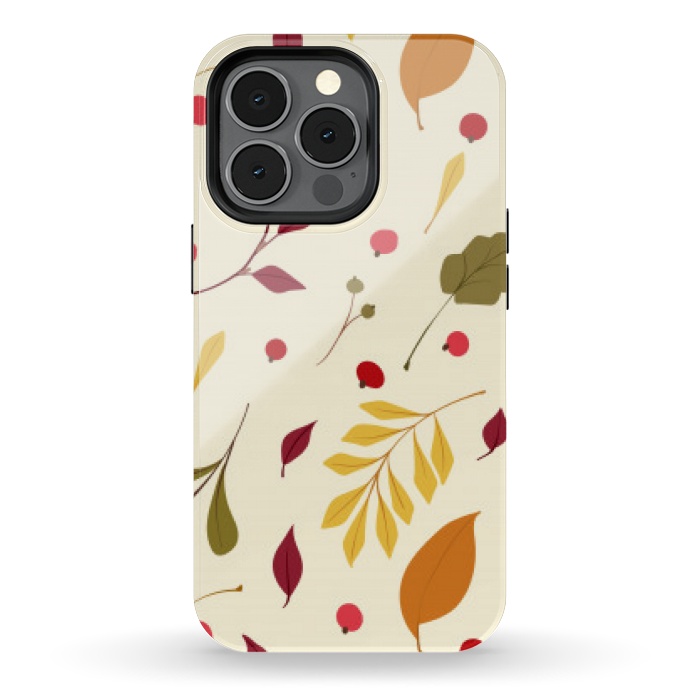 iPhone 13 pro StrongFit subtle autumn leaves pattern by MALLIKA