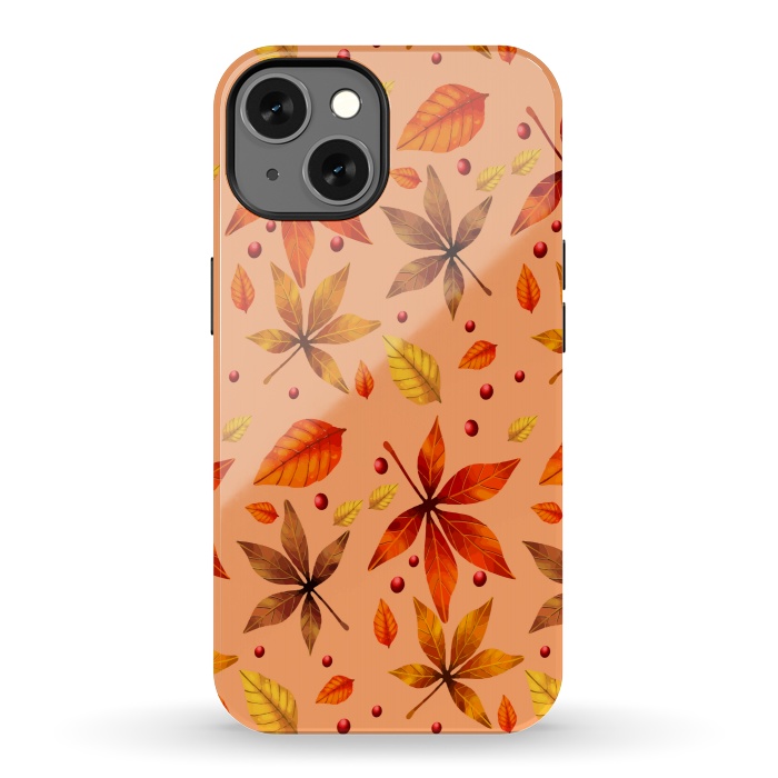 iPhone 13 StrongFit metallic autumn fall leaves by MALLIKA