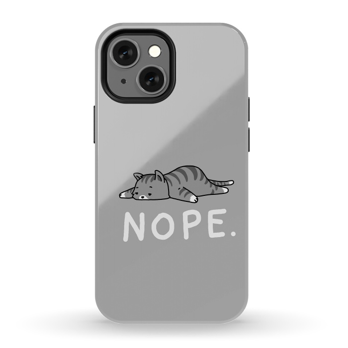 iPhone 13 mini StrongFit Nope Lazy Cat  by Vó Maria