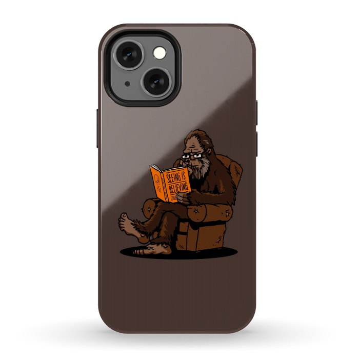 iPhone 13 mini StrongFit BigFoot Reading Book - Seeing is Believing by Vó Maria