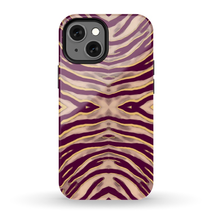 iPhone 13 mini StrongFit Tan brown tiger stripes print by Oana 