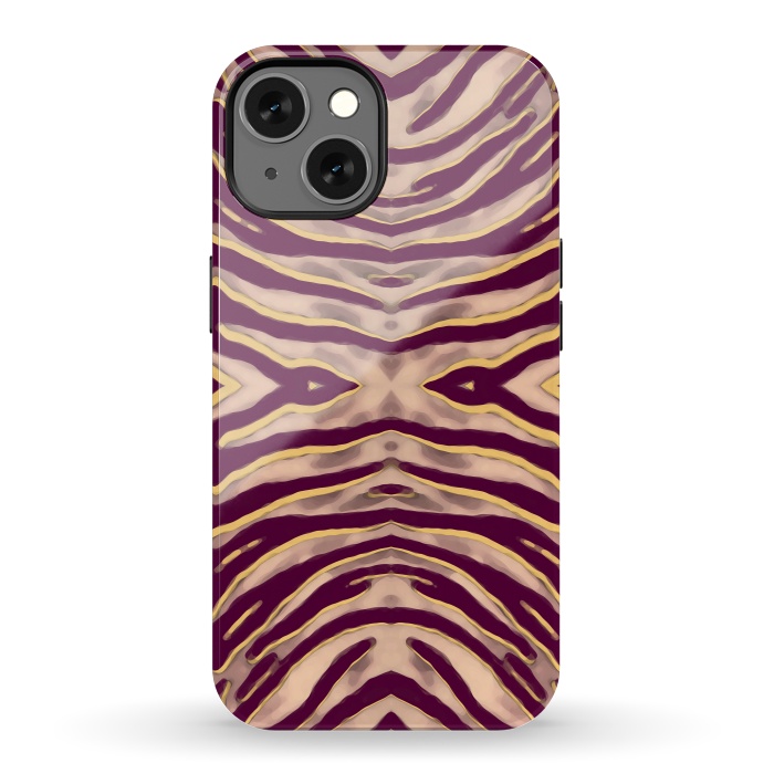 iPhone 13 StrongFit Tan brown tiger stripes print by Oana 