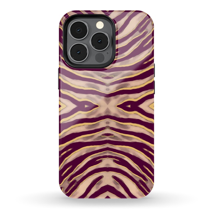 iPhone 13 pro StrongFit Tan brown tiger stripes print by Oana 