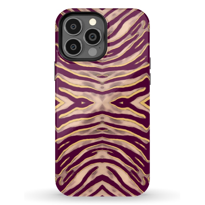 iPhone 13 Pro Max StrongFit Tan brown tiger stripes print by Oana 