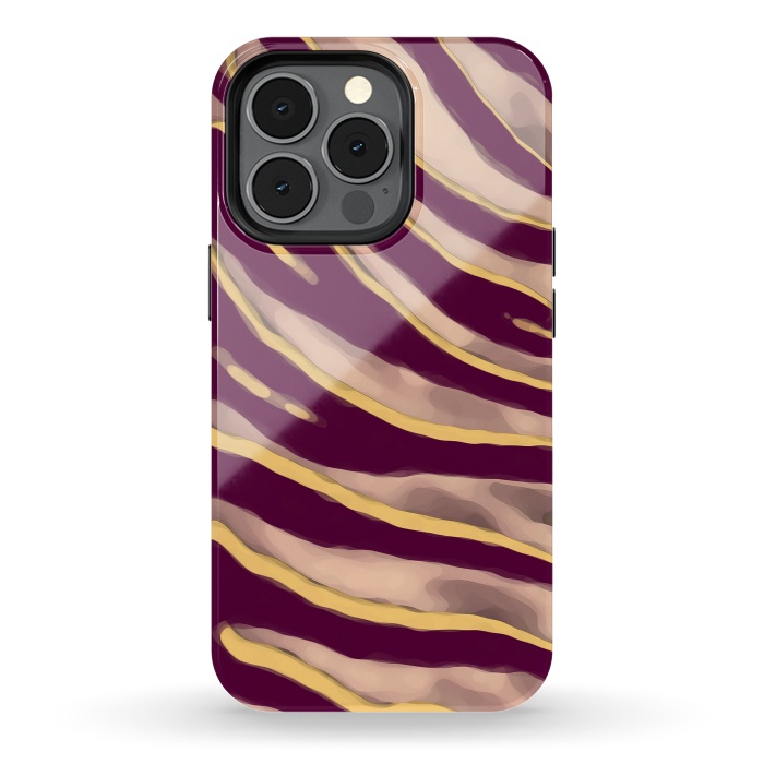iPhone 13 pro StrongFit Minimal tiger print stripes brown neutral by Oana 