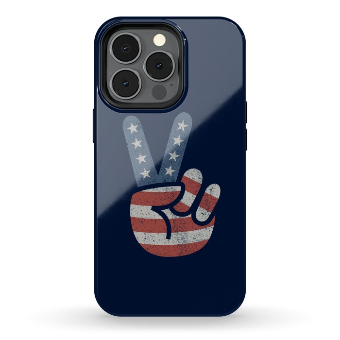 iPhone 13 pro StrongFit Peace Love Hand USA Flag Vintage Solid by Vó Maria