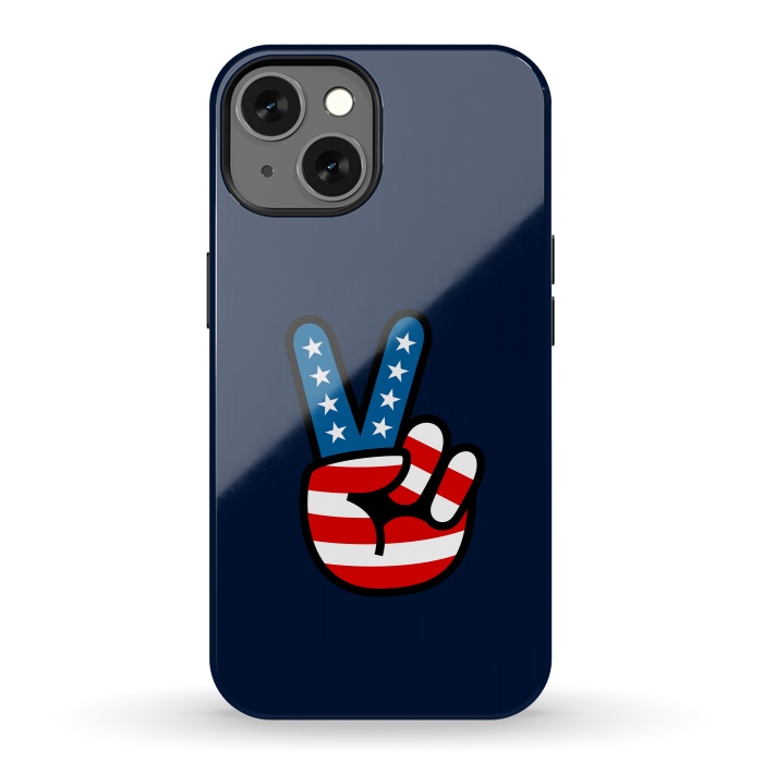 iPhone 13 StrongFit Peace Love Hand USA Flag Vintage Solid 3 by Vó Maria
