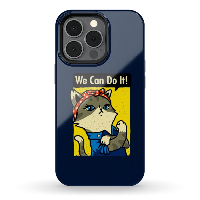 iPhone 13 pro StrongFit Purrsist Cat We Can Do It by Vó Maria