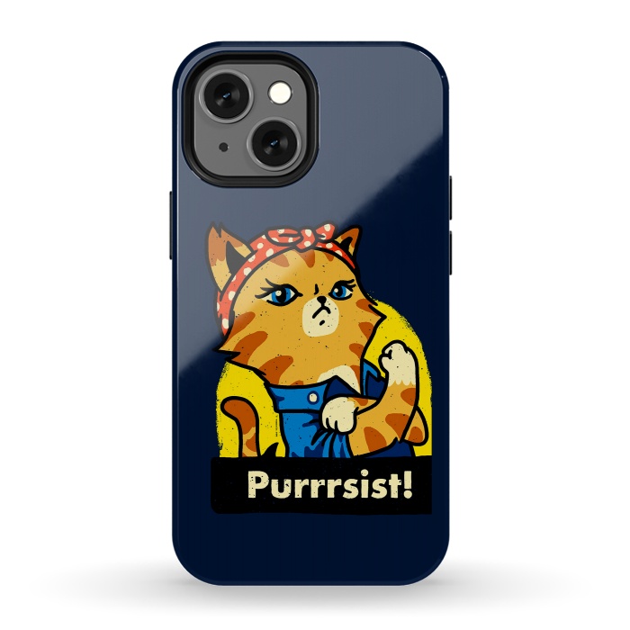 iPhone 13 mini StrongFit Purrsist! We Can Do It Cat Lovers by Vó Maria