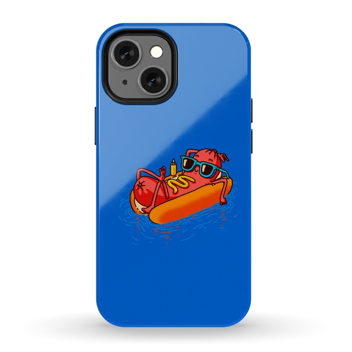 iPhone 13 mini StrongFit Hot Dog Summer Vacation Swimming Pool by Vó Maria