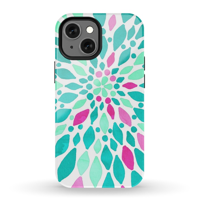 iPhone 13 mini StrongFit Radiant Dahlia - Pink & Teal by Tangerine-Tane