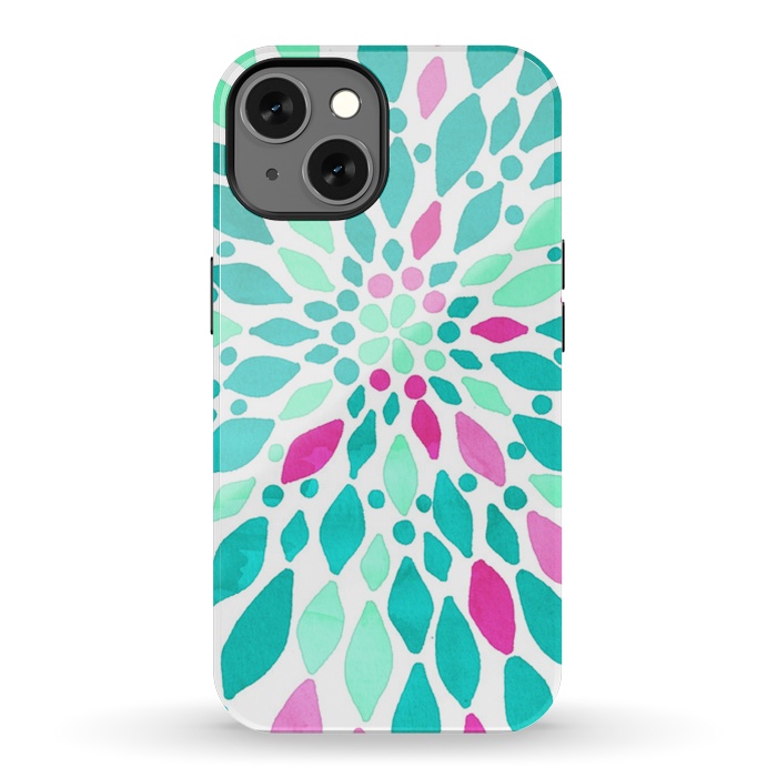 iPhone 13 StrongFit Radiant Dahlia - Pink & Teal by Tangerine-Tane