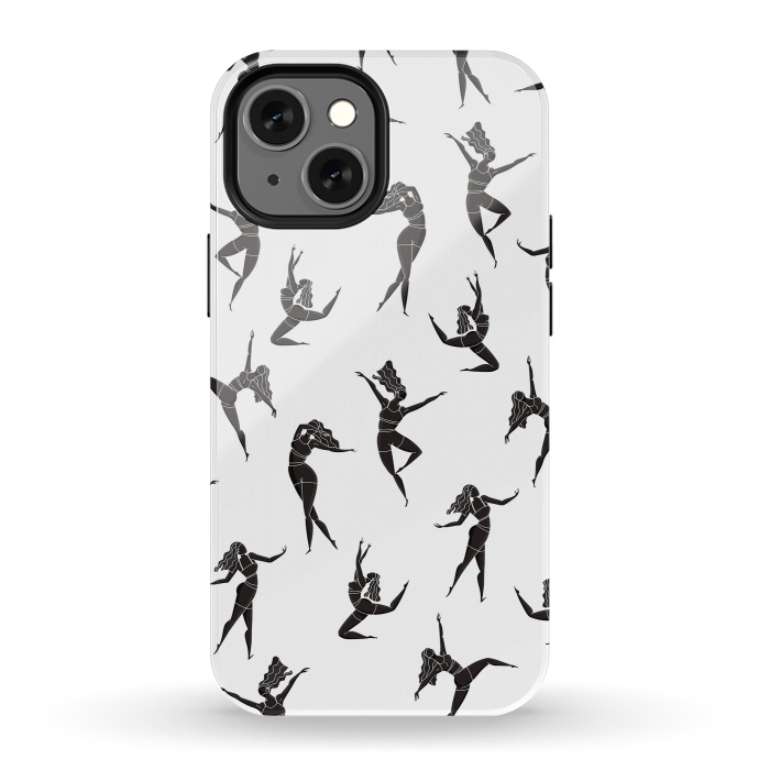 iPhone 13 mini StrongFit Dance Girl Pattern Black and White by Jelena Obradovic