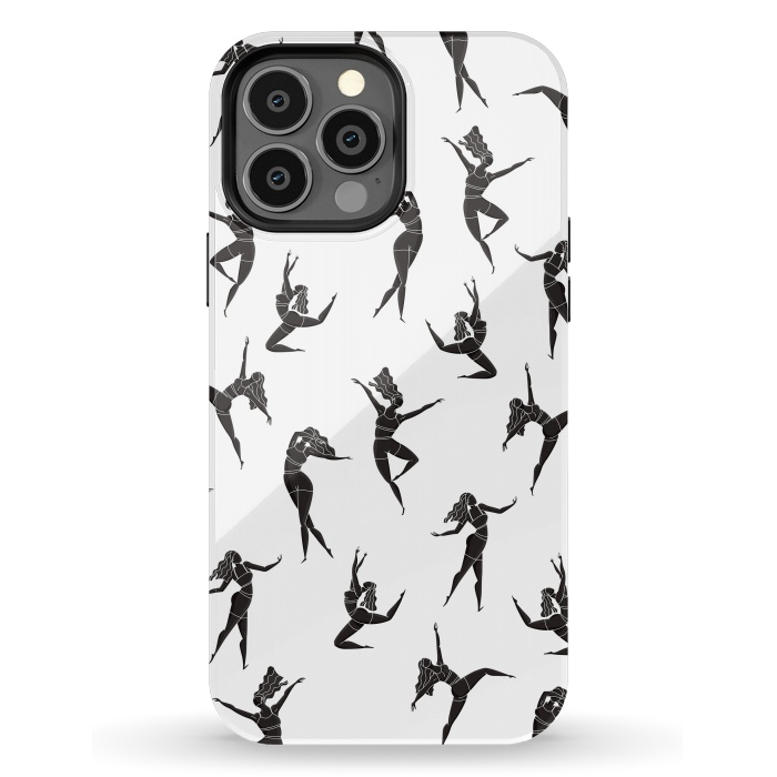 iPhone 13 Pro Max StrongFit Dance Girl Pattern Black and White by Jelena Obradovic